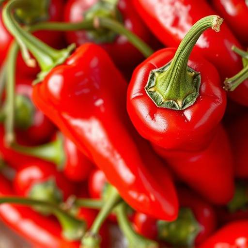 A jar of Calabrian chili peppers, showing their vibrant red color