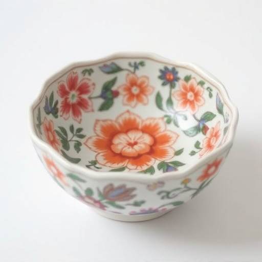 Handmade ceramic bowl with intricate floral design