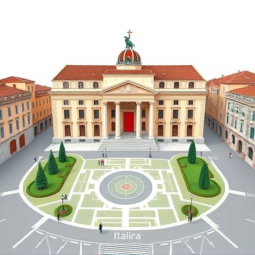 Map showing the location of La Piazza Italiana headquarters in Rome