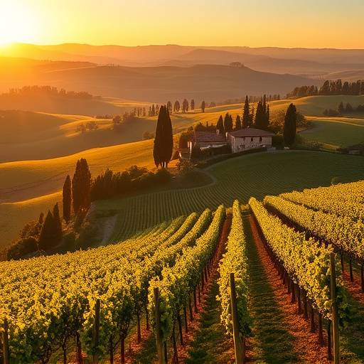 Tuscan countryside with vineyards